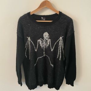 Sparkle & Fade grungy skeletal bat sweater